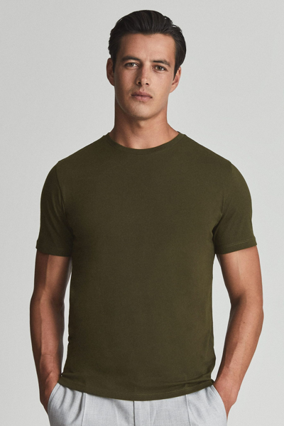 Reiss Bless Solid Short Sleeve Tee In Oxidised Green