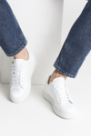 Reiss Mens White Leather Tumbled Sneakers, Size: 10 In White