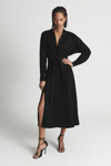 Reiss Darcy Belted Midi Dress In Black