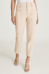 REISS BAXTER - PINK RELAXED TAPERED FIT TROUSERS, US 4