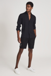 Reiss Ruban Long Sleeve Linen Marl Shirt In Black