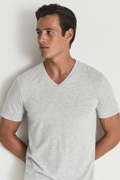 Reiss Grey Marl Dayton Regular Fit V-neck T-shirt