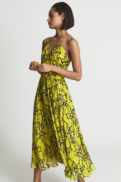 Reiss Tessa Printed Halter Dress In Yellow ModeSens