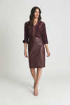 Reiss Reagan Leather Pencil Skirt In Berry