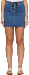See By Chloé Signature Blue Denim Mini Skirt In 45e Truly Navy