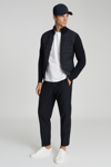 Reiss Trainer Funnel-neck Quilted Cotton-blend Jacket In Navy