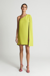 Reiss Samantha One Shoulder Cape Mini Dress In Lime