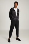 REISS COOPER - BLACK ZIP THROUGH HOODED HYBRID JACKET, S
