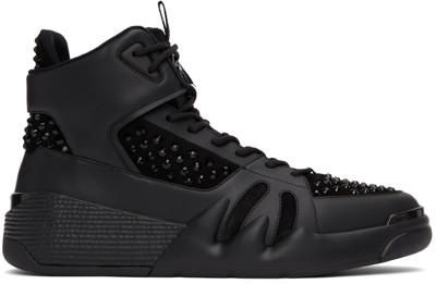 Giuseppe Zanotti Men's Talon Swarovski Crystals High-top Sneakers In Nero