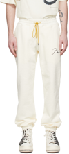 RHUDE OFF-WHITE COTTON LOUNGE trousers