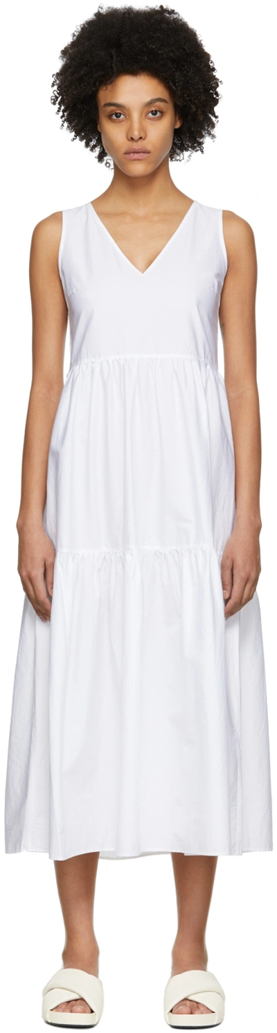Hugo Boss Ditesta Sleeveless Stretch Cotton Dress In White