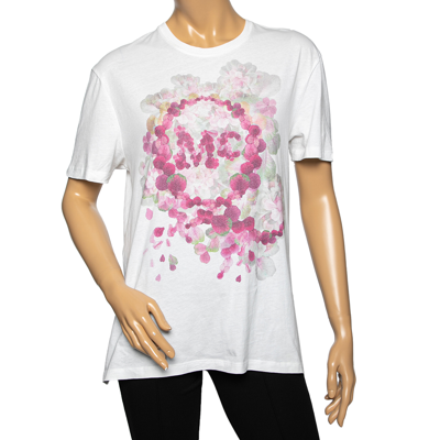 Pre-owned Mcq By Alexander Mcqueen White Cotton Floral Print Top M