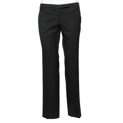 Pre-owned Emporio Armani Black Wool Straight Fit Trousers M