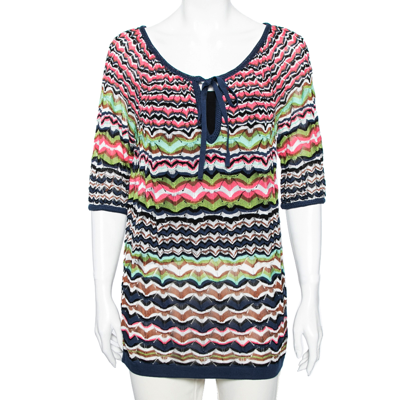 Pre-owned M Missoni Multicolor Perforated Knit Top M