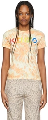 Kenzo Peach Cotton Tie Dye T-shirt In Multicolor