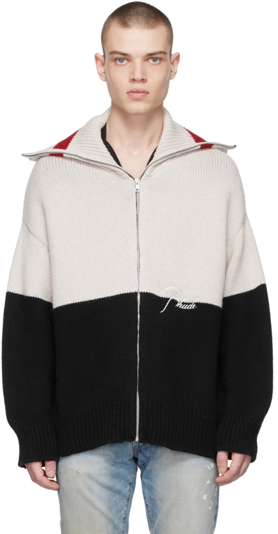 Rhude Ssense Exclusive Off-white Wool Sweater In Navy Red Creme