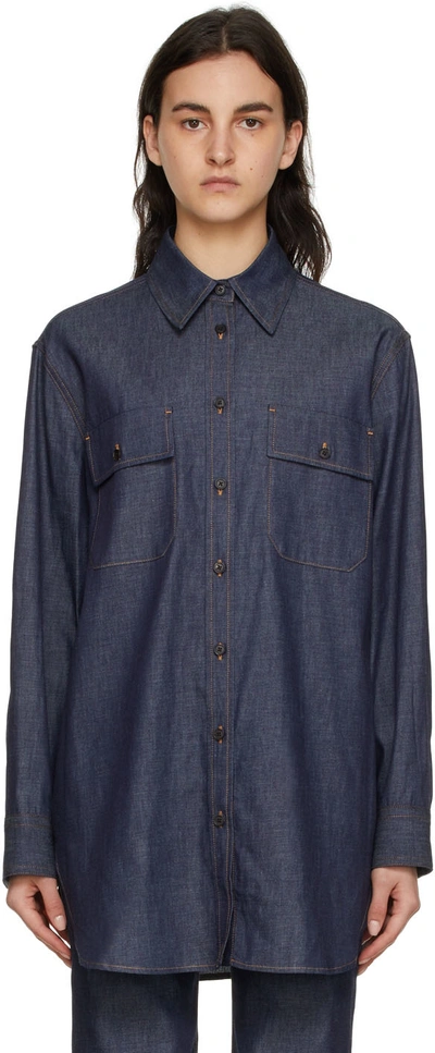 The Row Vivienne Oversized Denim Shirt In Blue | ModeSens