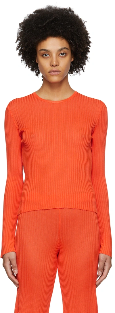Marques' Almeida Round-neck Ribbed-knit Sweater In Orange