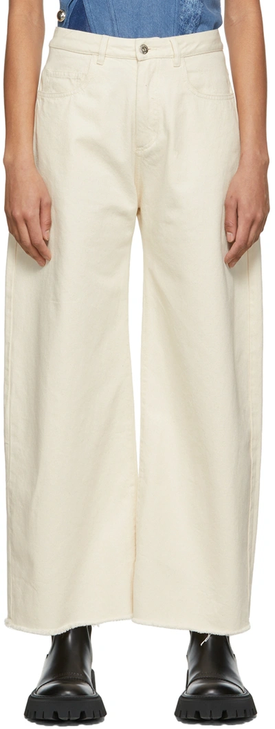 Marques' Almeida + Net Sustain Frayed Organic Boyfriend Jeans In White