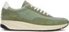 Common Projects Track 80 Leather-trimmed Suede And Ripstop Sneakers In Green