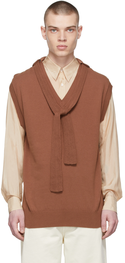 Bed J.w. Ford Skinny-scarf Knitted Vest In Brown