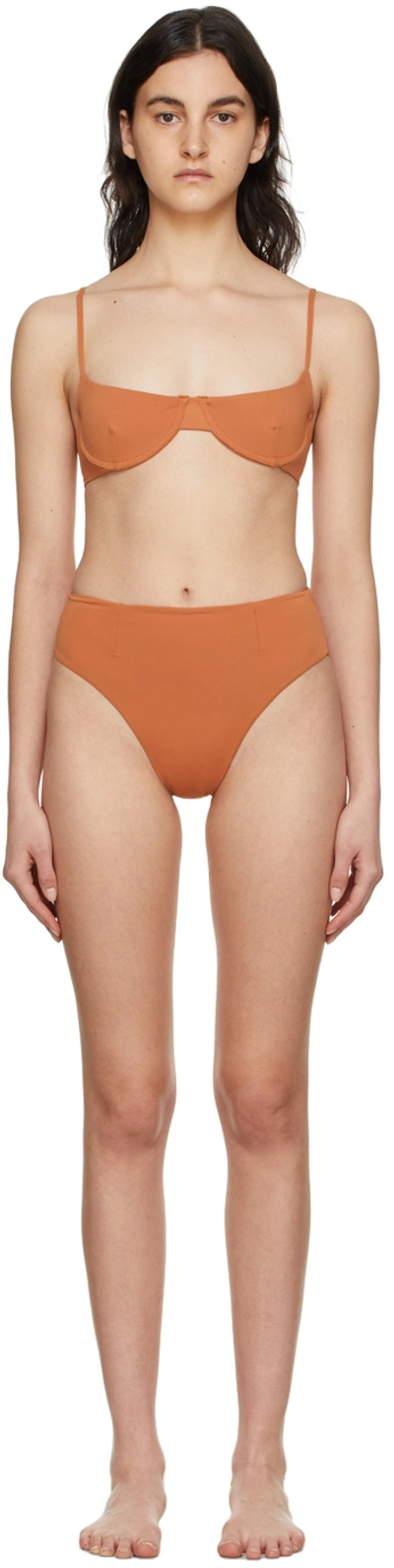 Haight Orange Vintage Hotpants Bikini In Cliff