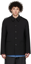 We11 Done Black Regular Collar Jacket In Black