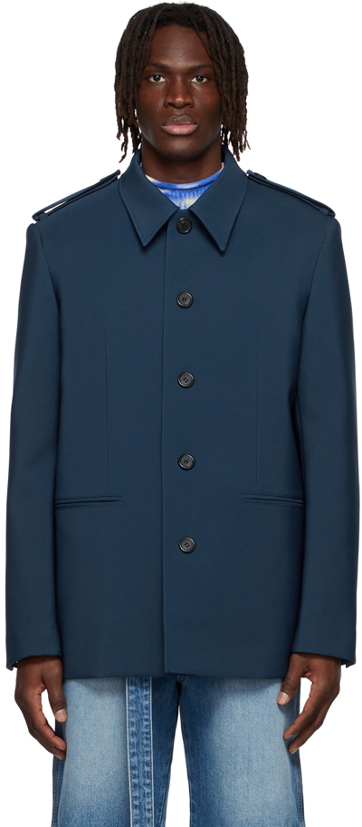 We11 Done Navy Regular Collar Jacket
