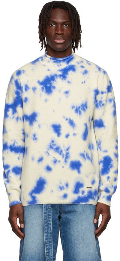 We11 Done Off-white Tie-dye Sweater In Blue