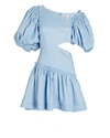 Aje Chateau Cutout Linen-blend Mini Dress In Blue-lt