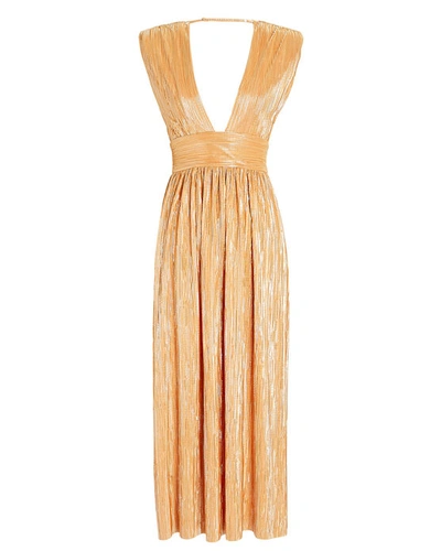 Sabina Musayev Luciana Pleated Knit Midi Dress In Orange