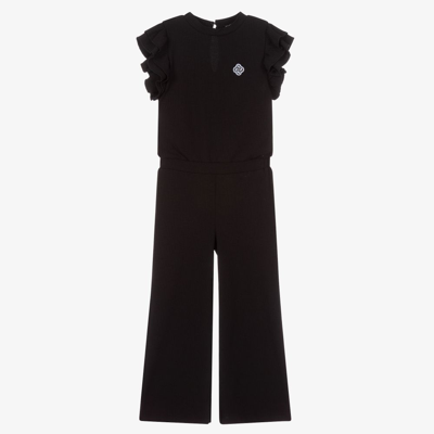 Nik & Nik Kids' Girls Black Ribbed Jumpsuit