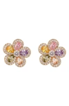 Eye Candy Los Angeles Lizzie Cz Flower Stud Earrings In Gold