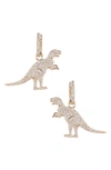 Eye Candy Los Angeles Cz T-rex Huggie Drop Earrings In Gold