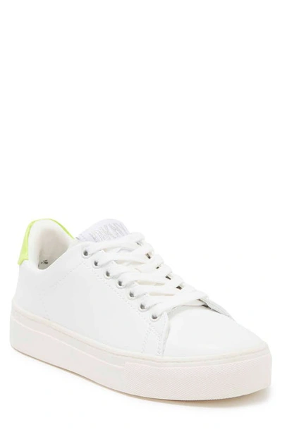 Dkny Chambers Leather Trainers In Wht/ Zest