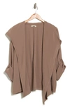 Max Studio Draped Open Front Twill Jacket In Mocha