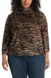 Vince Camuto Zebra Print Eyelash Knit Sweater In Falcon