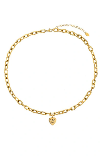 Eye Candy Los Angeles I Love You Pendant Necklace In Gold
