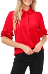 Cece Ruffle Sleeve Collar Blouse In Luminous Red