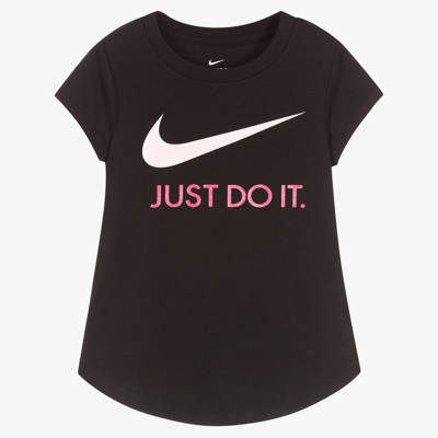 Nike Kids' Girls Black Cotton T-shirt