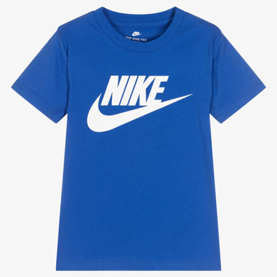 Nike Kids' Boys Blue Cotton Logo T-shirt