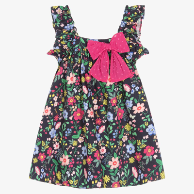 Paloma De La O Kids'  Girls Navy Blue Floral Dress