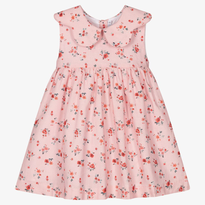 Paloma De La O Kids'  Girls Pink Floral Cotton Dress