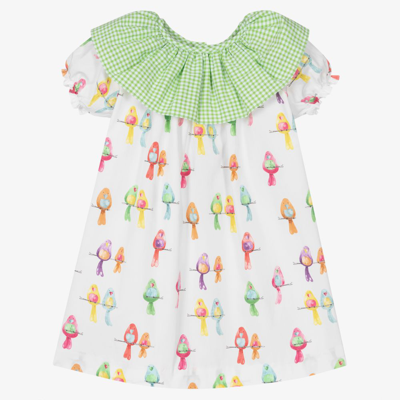 Paloma De La O Babies'  Girls Bird Print Dress In White