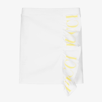 Emilio Pucci Kids' Girls White Logo Ruffle Skirt