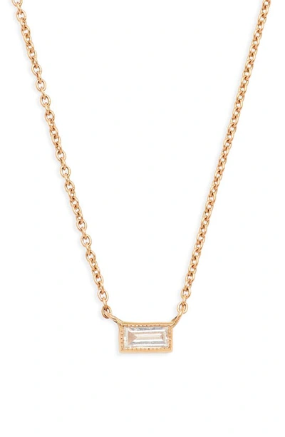 Sethi Couture Petite Baguette Diamond Necklace In Rose Gold