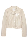Courrèges Logo Patch Coated Stretch Cotton Crop Jacket In Mastic