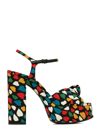 Saint Laurent Bianca Knotted Heart-jacquard Platform Sandals In Multicolore