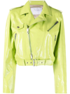 DROME GREEN CROPPED LEATHER JACKET