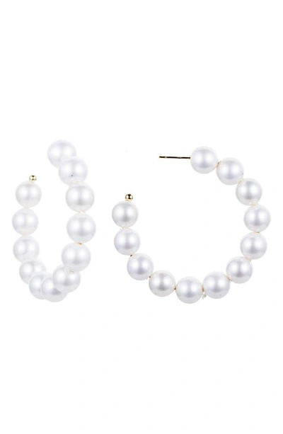 Eye Candy Los Angeles Double Loop Imitation Pearl Earrings In White